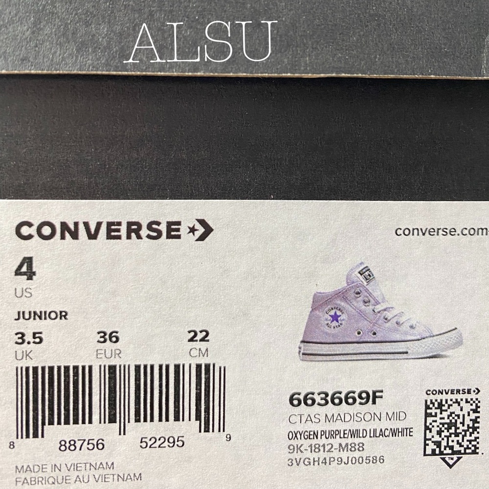 Converse Ctas Madison Mid Top Canvas Purple K/W - Picture 10 of 10